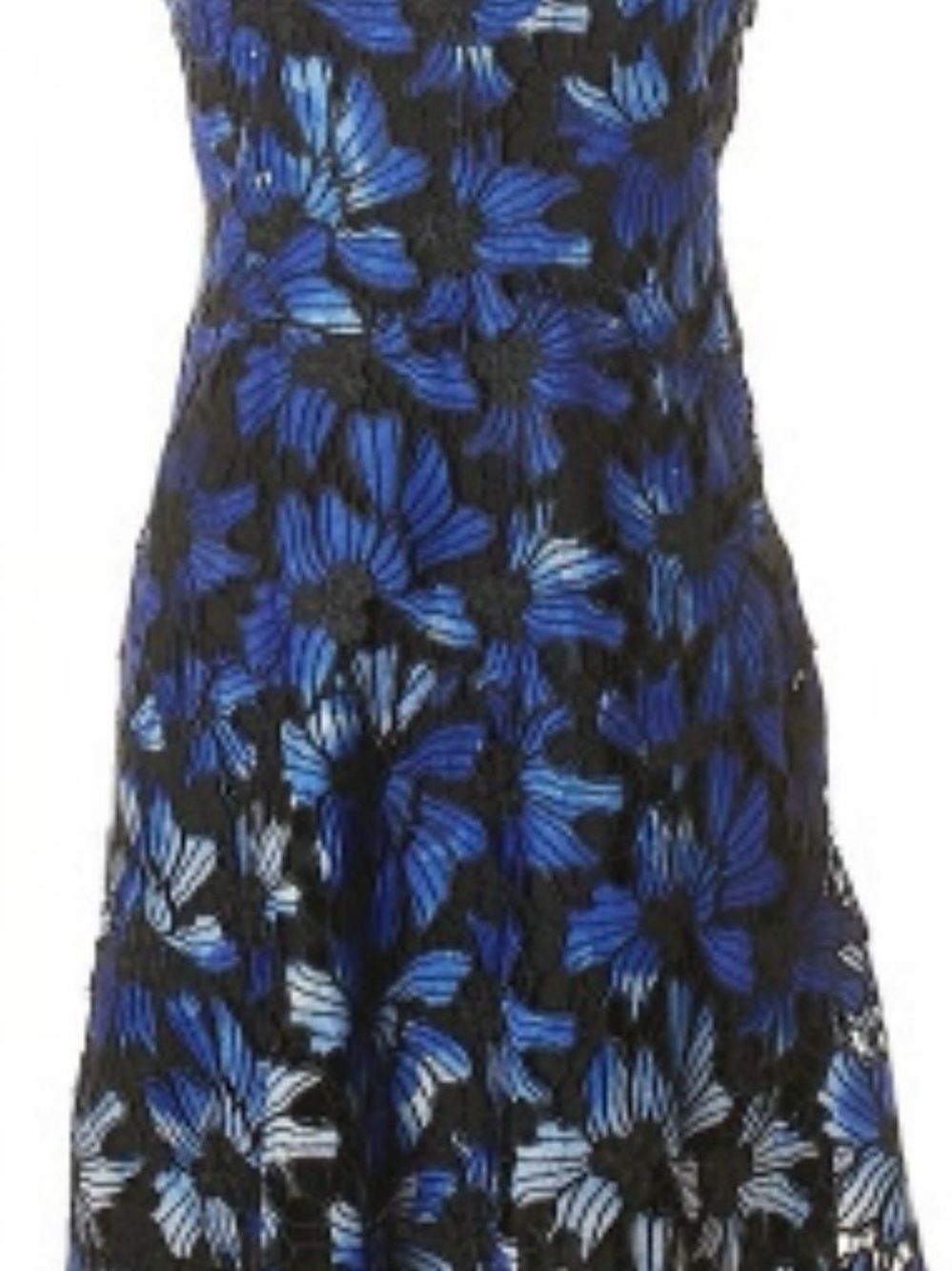 Elie Tahari Black and Blue Floral High-Low Dress